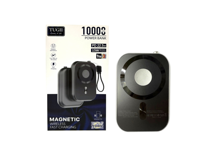 Внешний аккумулятор TUGII Y04W 10000 мА·ч, PD 22,5 Вт, MagSafe, беспроводная зарядка 3-в-1