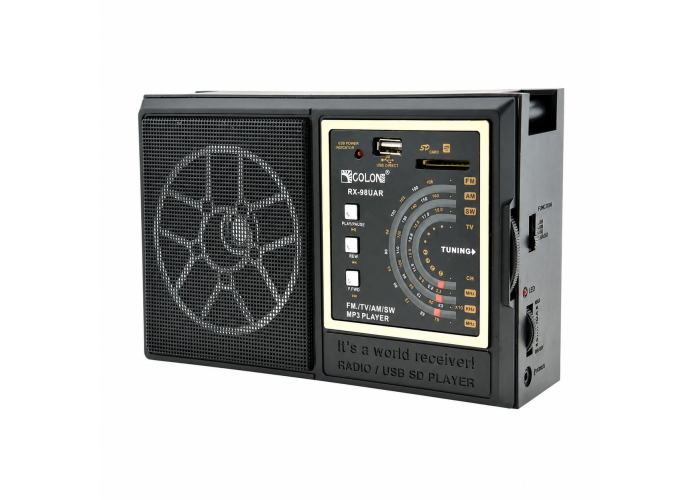 Радиоприёмник GOLON RX-98UAR, FM/AM/SW/TV, USB/SD, MP3/WMA, аккумулятор