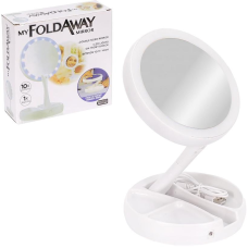 Зеркало косметическое LED Mirror Light XJ-988, двойное, с подсветкой, складное, USB/батарейки