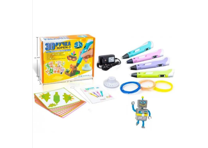 3D ручка с LCD дисплеем Smart 3D pen 3 +пластик +трафареты