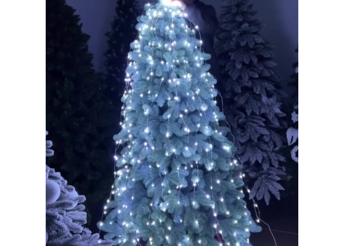 Led гирлянда "Капля росы" Хвост, 300led 3m, USB, c пультом, белый/холодный белый THL-24-42