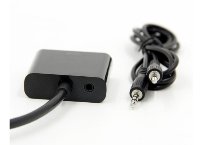 Кабель-переходник HDMI -> VGA конвертер адаптер с аудио 3.5 мм со звуком
