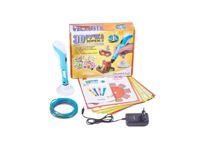3D ручка с LCD дисплеем Smart 3D pen 3 +пластик +трафареты