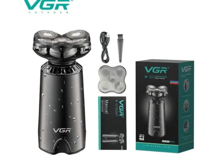 Аккумуляторная влагостойкая мужская электробритва VGR V-397 с плавающей головкой для бритья