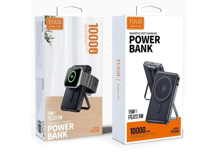 Внешний аккумулятор TUGII Y05W 10000 мА·ч, PD 22,5 Вт, MagSafe, беспроводная зарядка 3-в-1, зарядная станция