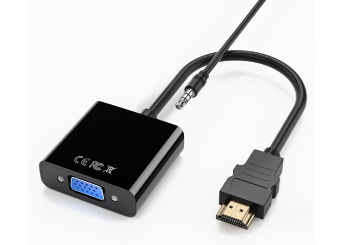 Кабель-переходник HDMI -> VGA конвертер адаптер с аудио 3.5 мм со звуком