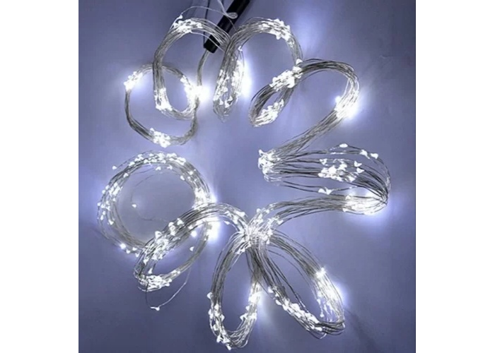 Led гирлянда капля росы "Хвост", USB, пульт 2м, 400 LED, холодный белый THL-24-50