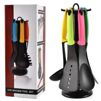Набор кухонных принадлежностей на подставке 6 предметов пластик Kitchen Cutlery Sets