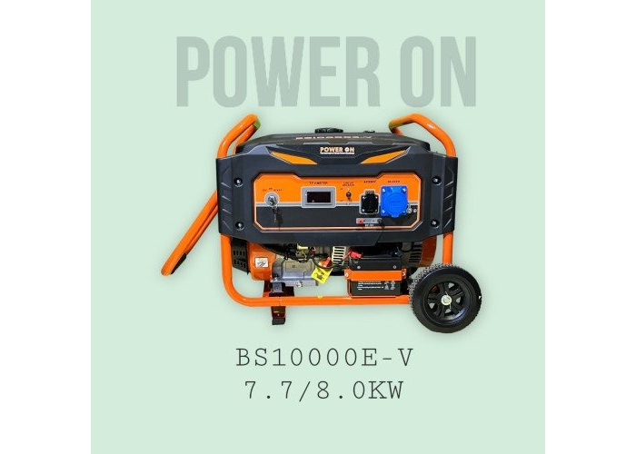 Бензиновый генератор POWER ON PRO BS10000EV, 8.0 кВт, 25 л, электростартер, 460 см³