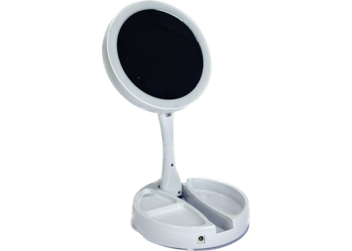 Зеркало косметическое LED Mirror Light XJ-988, двойное, с подсветкой, складное, USB/батарейки