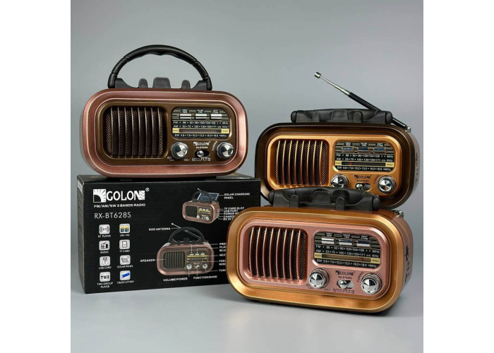 Радиоприёмник GOLON RX-BT628S, Bluetooth, USB, SD, солнечная панель