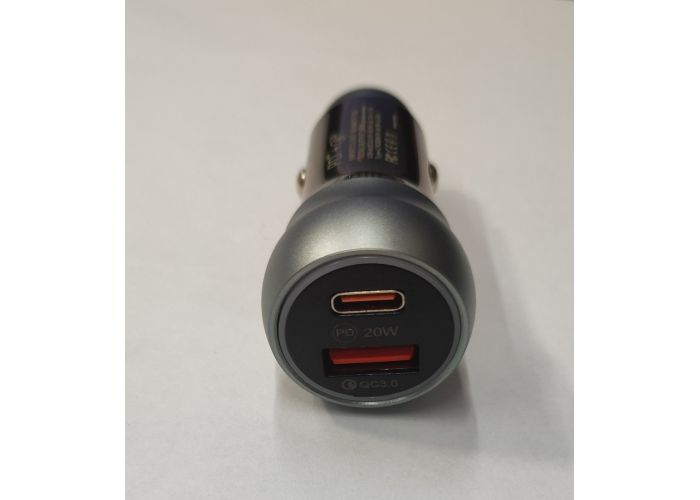 Автомобильное зарядное устройство С-01 38W FAST CHARGE (USB-A-QC 3.0 5V-3A 9V-2A 12V-1.5A Type-C )