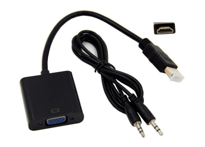 Кабель-переходник HDMI -> VGA конвертер адаптер с аудио 3.5 мм со звуком